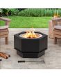 Sunjoy Smokeless Patio Fire Pit, Hexagon Firepit, Outdoor Wood Burning Portable Fire Pit w/ PVC Cover and Fire Poker