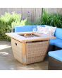 Sunjoy 38 in. Smokeless Fire Pit Outdoor Wicker Propane Gas Fire Pit Table Hidden Propane Tank Fire Pits with Lid and Lava Rocks