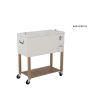 80qt White cooler with Light Brown Woodgrain Frame