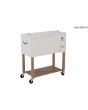 80qt White cooler with Light Brown Woodgrain Frame