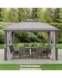 SummerCove Light Gray 11 ft. x 13 ft. 2-tier Soft Top Gazebo with Netting and Curtains