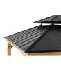 Sunjoy Black Archwood 11 ft. x 13 ft. Cedar Framed Gazebo with Hook and Steel Roof