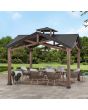 SummerCove Black 12.5 ft. x 12.5 ft. Cedar Framed Gazebo with 2-tier Steel Roof