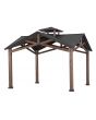 SummerCove Black 12.5 ft. x 12.5 ft. Cedar Framed Gazebo with 2-tier Steel Roof