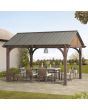 SummerCove Brown 12 ft. x 14 ft. Cedar Framed Gazebo with Steel Roof