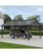 AutoCove 20 ft. x 12 ft. Heavy Duty Outdoor Carport with Powder-coated Rust-resistant Steel Roof and Frame, Gray and Dark Gray