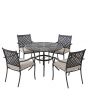 Sunjoy 5-pc. Black Aluminum Lattice Dining Set with Beige Seat Cushions