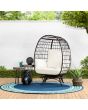 Sunjoy Wicker Swivel Egg Cuddle Chair with Legs and Cushion