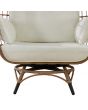 Sunjoy Light Brown Wicker Swivel Egg Cuddle Chair with Legs and Cushion