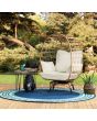 Sunjoy Light Brown Wicker Swivel Egg Cuddle Chair with Legs and Cushion