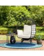 Sunjoy Wicker Swivel Egg Cuddle Chair with Legs and Cushion