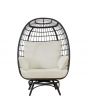 Sunjoy Black Wicker Swivel Egg Cuddle Chair with Legs and Cushion