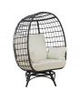 Sunjoy Black Wicker Swivel Egg Cuddle Chair with Legs and Cushion