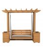SummerCove Cedar Wood Pergola Arbor 3-Seat Swing Chair with Planters and Bench Cushion