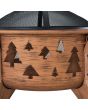 Sunjoy 30 in. Tree Motif Round Wood Burning Firepit