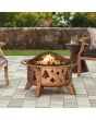 Sunjoy 30 in. Tree Motif Round Wood Burning Firepit