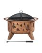 Sunjoy 30 in. Tree Motif Round Wood Burning Firepit