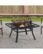 Sunjoy Square Firepit with Adjustable cooktop Grill