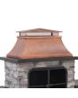 Sunjoy 48in Outdoor Wood Burning Fireplace with Chimney and Built-in Shelves
