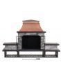 Sunjoy 48in Outdoor Wood Burning Fireplace with Chimney and Built-in Shelves