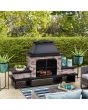 Sunjoy 48in Outdoor Wood Burning Fireplace with Chimney and Built-in Shelves