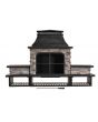 Sunjoy 48in Outdoor Wood Burning Fireplace with Chimney and Built-in Shelves