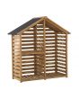 YardCove Highwood Outdoor Wooden Storage Shed, Firewood Storage Rack with Waterproof Asphalt Roof and 2-Tier Shelves